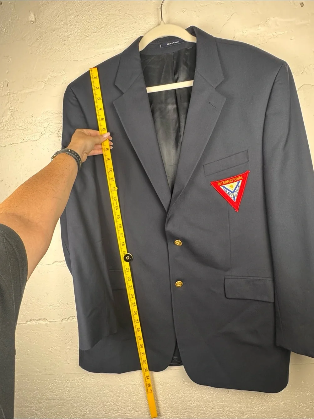 Chaps Ralph Lauren Vintage Preppy Wool Blazer Men's Navy  Gold buttons Patch